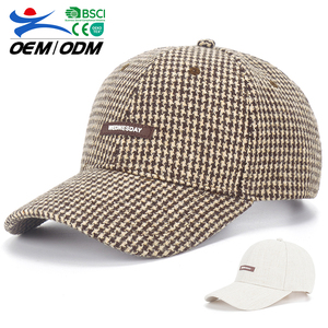 New Arrival Spring Autumn Custom <b>Plain</b> Fashion Checkered Patch Logo Adjustable Unisex <b>Baseball</b> <b>Cap</b> Sports <b>Cap</b> - Product Image 1