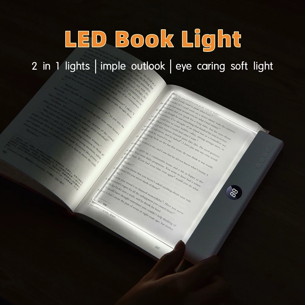 Yueli Smart LED Book Light Panel - Rechargeable Eye-Care Reading Lamp with Timer Dimming