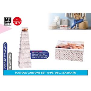 Ensemble de 10 boîtes en carton décoratives imprimées, solution de rangement pour papier et médias - Product Image 1