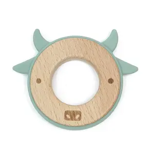 Grosir gelang lembut lucu bebas Bpa cincin kunyah bayi Mainan Gigit kayu pohon organik
