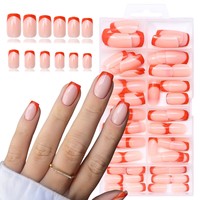 Presse à ongles professionnel rouge amande pour la Saint-Valentin, très demandé pour les salons de manucure, faux ongles en gel souple à couverture complète pour french manucure