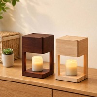 Lampe chauffe-cire électrique moderne sans flamme pour aromathérapie, base en bois, 2 ampoules, pour la fonte de cire, fourniture d'usine