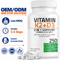 Kapsul Softgel Vitamin K2 D3 Label Pribadi OEM 60 Kapsul Suplemen Diet Dewasa Umur Simpan 24 Bulan Dosis Dapat Disesuaikan