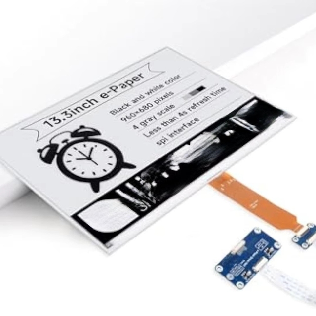13.3inch E-Ink Display HAT (K) Development Board for SPI Interface Wide Viewing Angle Paper-Like Display