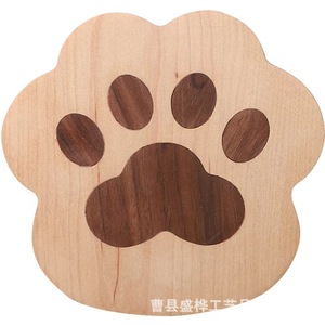 Custom Wooden Coasters <b>Cat</b> Paw Shape Solid Wood Heat Resistant <b>Mats</b> For Coffee Tea Cups - Product Image 5