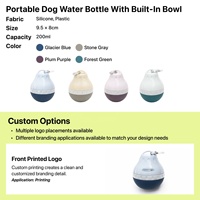 Prêt à être expédié |   Bouteille d'eau portable pour chien avec bol intégré, anti-fuite, 200 ml, silicone, OEM ODM, prête à être expédiée, haute qualité