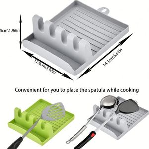 ไม้พาย/ที่วางช้อนพลาสติกพร้อมที่วางอุปกรณ์มากมายแผ่นรองน้ำหยดและที่วางฝาหม้ออุปกรณ์ครัวที่เป็นมิตรต่อสิ่งแวดล้อม - Product Image 4