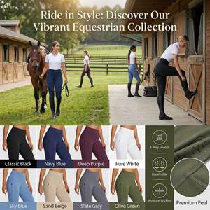 Vêtements d'équitation pour femmes, <span class=keywords><strong>pantalon</strong></span> d'équitation à taille haute, extensible dans quatre directions, silicone antidérapant, durable, avec poches - Product Image 2