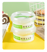 Pot en plastique PP transparent pour gelato avec couvercle imprimé, conteneur jetable pour crème glacée, dessert congelé, à emporter