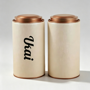 Boîte cylindrique ronde biodégradable personnalisée avec logo, de qualité alimentaire, pour emballage de thé en vrac ou de café, tube en carton avec couvercle métallique - Product Image 5