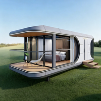 Capsule spatiale futuriste de 40 pieds, détachable, carrée, respirante et mobile, en panneaux sandwich d'acier, pour bureau/hôtel
