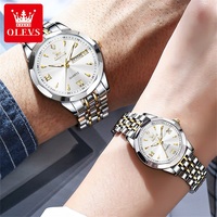 OLEVS 9998 Montre de Couple de Luxe pour Hommes et Femmes, Montre à Quartz avec Double Calendrier, Étanche, Coffret Cadeau de Montres pour Couple
