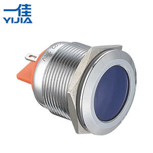 ไฟแสดงสถานะแบบแผงโลหะขนาด 22 มม. พร้อมขาเสียบ <span class=keywords><strong>LED</strong></span> สีแดง เขียว เหลือง น้ำเงิน ขาว สำหรับรถยนต์และเครื่องจักร 12V-24V ได้รับการรับรองมาตรฐาน CE TUV - Product Image 1