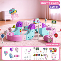 Circuit de Voiture Anti-Gravité DIY en Blocs de Construction Plastiques Magic Cube, Jouet Train Électrique Haute Vitesse pour Fille