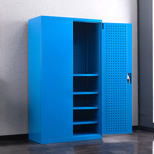 Armoire à outils modulaire industrielle moderne personnalisée <span class=keywords><strong>Garage</strong></span> bleu 4 pièces étagères réglables panneau perforé stockage d'outils lourds - Product Image 2