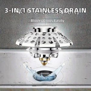 Siphon d'évier en acier inoxydable 304 avec filtre anti-odeur pop-up pour salle de bain, cuisine et toilettes - Product Image 2
