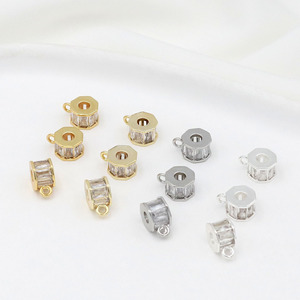 Cuentas de barril microincrustadas con circonita cúbica, espaciadores de cobre chapado en oro, accesorios de joyería DIY de cristal C45 - Product Image 4
