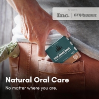 Gomme à mâcher reminéralisante à la menthe sans sucre avec xylitol et hydroxyapatite, favorise une haleine fraîche et la santé bucco-dentaire, à base de sapin de bois.