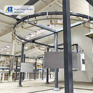 Ligne de revêtement en poudre automatique à production rapide avec convoyeur à chaîne suspendu continu pour mobilier métallique d'extérieur - Product Image 1