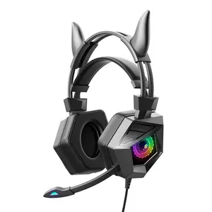 Moda 3.5MM 3D Stereo ses kulak kablolu oyun kulaklıkları kulaklık RGB LED ışık için PC PS