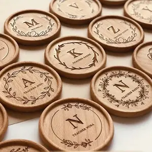 Posavasos de madera de haya natural con logotipo personalizado, forma cuadrada o redonda, fabricación de posavasos de madera