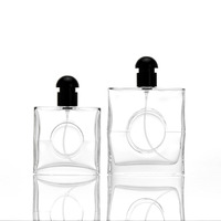 Flacon de parfum carré élégant et classique en verre transparent de 30 ml, 50 ml, avec pulvérisateur, idéal pour les cadeaux, vide, col serti, 100 ml, Botol Parfum Kaca