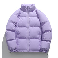 Manteaux d'Hiver de Luxe de Haute Qualité, Col Montant, Logo Personnalisé, Noirs Unis, Coupe Droite, Fermeture Éclair, Épais, Streetwear, Effet Bulle Brillant, Vestes pour Homme