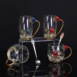 Nouvel ensemble de tasses Rose Cup pour la maison, tasses à eau en émail coloré, verre résistant aux hautes températures - Product Image 5