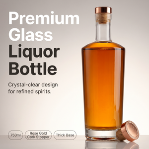 Bouteilles en verre givré rondes de 500/750 ml pour <span class=keywords><strong>la</strong></span> <span class=keywords><strong>vodka</strong></span>, <span class=keywords><strong>la</strong></span> tequila, le whisky et le brandy avec bouchon en liège, impression sérigraphique, marquage à chaud - Product Image 2