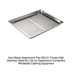 Bandeja perforada de acero inoxidable GN 2/1 para alimentos, 65 × 53 × 4 h cm, 2130 g, Inox Macel - Product Image 2