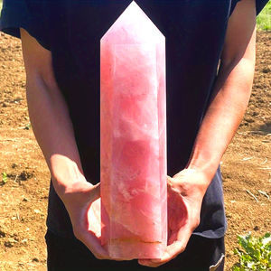 Articles spirituels, pendule de méditation en cristal, baguette en quartz rose, tours de cristal en quartz rose, CrystalHola 15-20cm - Product Image 1