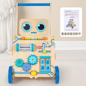 Marche-bébé en bois avec engrenages et perles - Jouet éducatif pour apprendre à marcher pour les enfants de 3 ans - Product Image 1