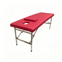 Table de massage professionnelle pliable en acier inoxydable à 2 sections, réglable
