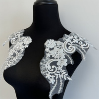 1 paire de fleurs 3D blanches en strass et paillettes, applique en dentelle brodée à coudre, sexy, patch DIY, accessoires vestimentaires