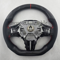 Volant en cuir perforé en fibre de carbone avec marqueur supérieur rouge et surpiqûres rouges pour Infiniti Q50, fabricant professionnel