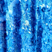 Tissu brodé de paillettes, maille de dentelle à paillettes superposées de tailles variées, tissu pour robe de mariée, tissu 3D en relief