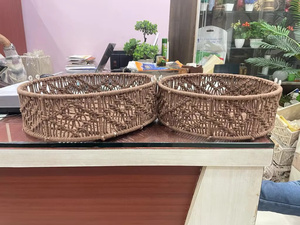 ตะกร้าเก็บของหวายสานทรงกลม สีน้ำตาลธรรมชาติ แบบซ้อนได้ สำหรับใช้ในบ้านอเนกประสงค์ - Product Image 3