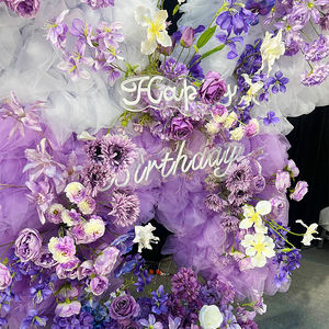 ของตกแต่งผนังรูปดอกไม้ผีเสื้อสีขาวม่วง ทำจากผ้าไหม งานฝีมือขนาดใหญ่ ดีไซน์ทันสมัย สมจริง เหมาะสำหรับฉากหลังงานแต่งงานและอุปกรณ์ประกอบฉากงานอีเว้นท์ - Product Image 2