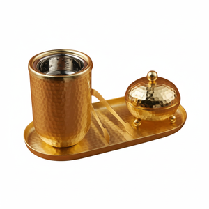 Porte-encens moderne fini doré de luxe pour Ramadan moyen-orient maison dessus de Table porte-encens décoratif Bakhoor Oud brûleur - Product Image 1