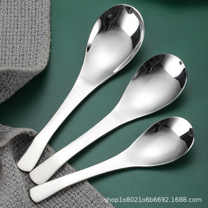 Cuchara de acero inoxidable 304 con fondo redondo, engrosada, de calidad alimentaria, para niños, uso doméstico y en restaurantes. - Product Image 2