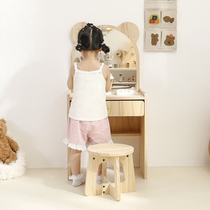Muebles Infantiles, Mesa de Maquillaje para Niñas, Juego de <span class=keywords><strong>Tocador</strong></span> de Madera con Taburete para Juegos de Imitación de Princesa - Product Image 3