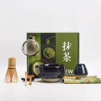 Astief – Nouveaux Kits de Fouets à Matcha en Céramique Fumée Bleue de Qualité Cérémoniale Faits Main avec Bec Verseur, Personnalisables pour les Amateurs de Matcha