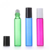 Flacons roll-on de luxe vides pour huiles essentielles et parfums, 10 ml, en verre sérigraphié, couleurs rose, bleu, vert, violet