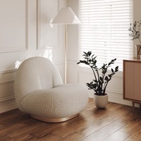 Fauteuil d'appoint moderne en bouclette, pivotant, sans accoudoirs, confortable, en sherpa, pour salon et chambre à coucher