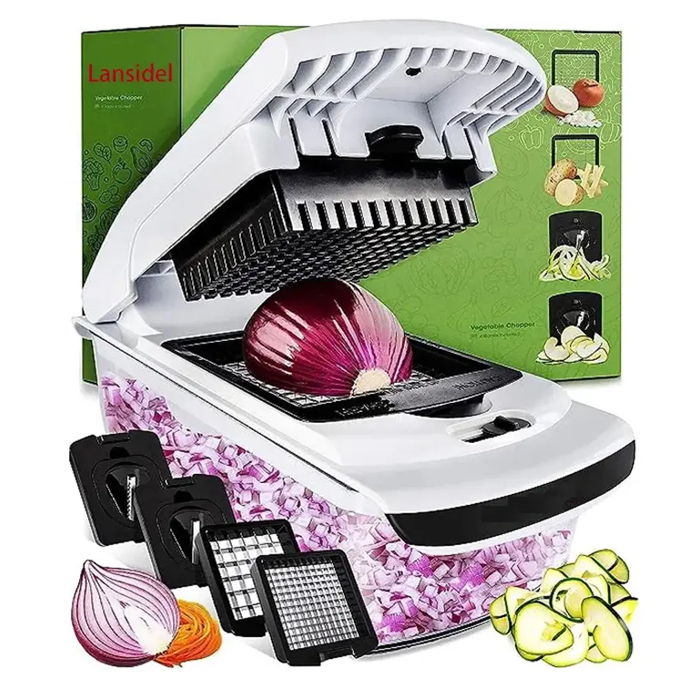 Amazon Venta Caliente 2024 Cocina 12 en 1 Manual Mandolina Fruta Vegetal Cebolla Dicer EE. UU. Vegetal Chopper Accesorios de Cocina