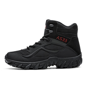 Bottes tactiques en maille noire TSB33 AS33, hauteur haute, respirantes, pour l'extérieur, toutes saisons - Product Image 1