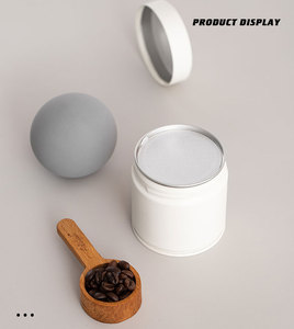 Scatola <span class=keywords><strong>di</strong></span> <span class=keywords><strong>Latta</strong></span> Bianca Piccola RTS <span class=keywords><strong>per</strong></span> Confezionamento <span class=keywords><strong>di</strong></span> Matcha, Caffè e Tè in Polvere, Ermetica con Coperchi a Vite Opachi, Scatola Rotonda in Metallo Sigillata <span class=keywords><strong>per</strong></span> Tè - Product Image 2