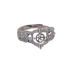 Wenchi S925 Silver Retro Palace <b>Open</b> DIY Pearl Jewelry Accessories Adjustable Removable <b>Ring</b> Holder Fashionable <b>Rings</b> Model - Product Image 5