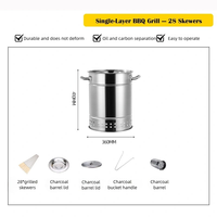 Barbecue au charbon de bois portable haut de gamme sans fumée avec brochettes, barbecue en acier inoxydable pour le camping et les pique-niques en plein air