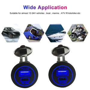 Chargeur de voiture USB C 45W PD 5V2.4A Charge rapide pour voiture Van moto camion bateau RV - Product Image 6